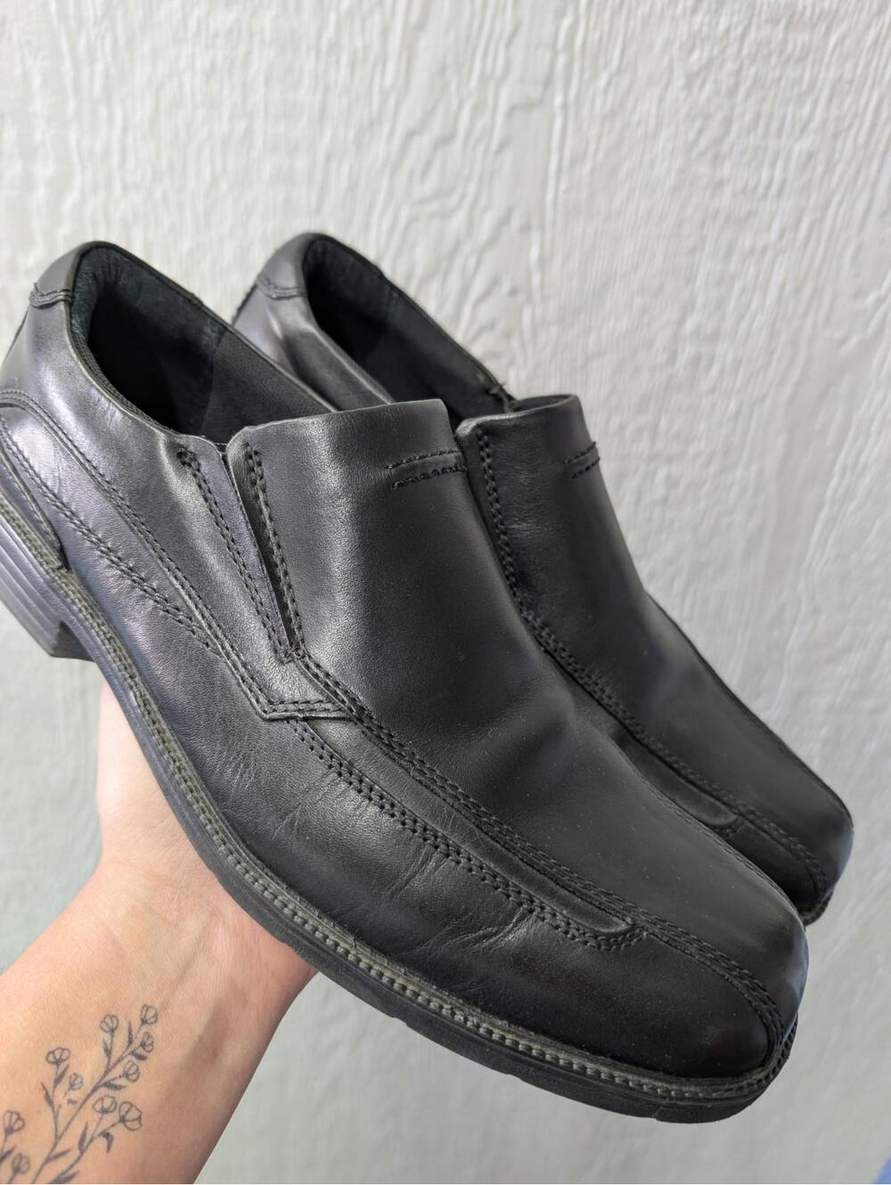 CLARKS XTR Lite Black Slip On Leather Comfort Dress Shoes Breathable Men's 10